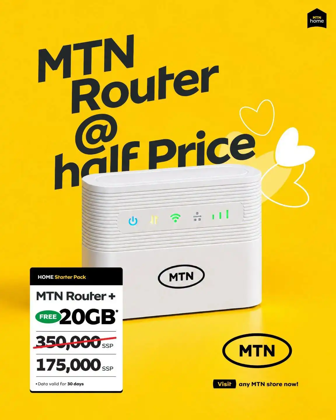 MTN South Sudan Halves Router Price to 175,000 SSP ($21), Offers 20GB Free Data