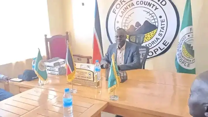 New Lainya County Caretake Commissioner Micah takes over New Role. Photo Credit Isaac Boboya