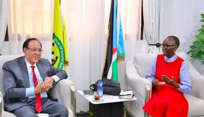 Pakistanis Trade Minister and his counter Part South Sudanese trade Minister Margret-Photo Credit-National Ministry of Trade and Insdustry
