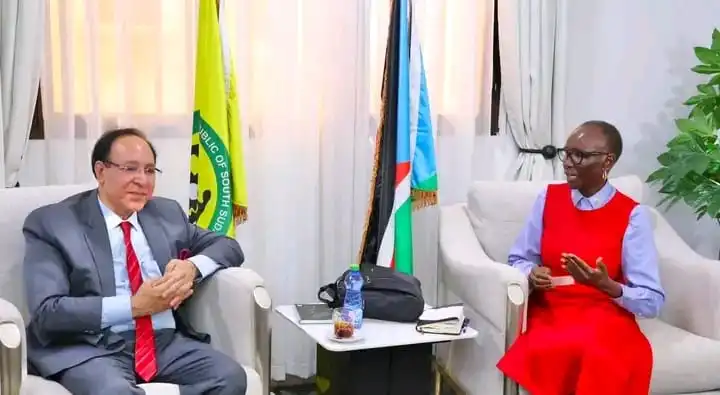 Pakistanis Trade Minister and his counter Part South Sudanese trade Minister Margret-Photo Credit-National Ministry of Trade and Insdustry