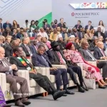 Presiden Kiir Seated at a front raw listens to remarks delivered by Rusian President Putin-Photo Credit-Press Unit-Office of the President-RSS