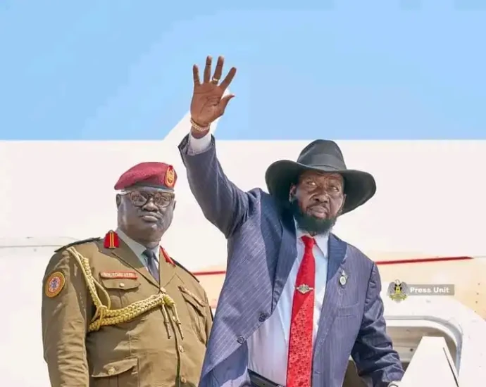 President Kiir boards plane to Rusia from Juba International Air Port-Photo Credit-Press Unit office of the Presdent