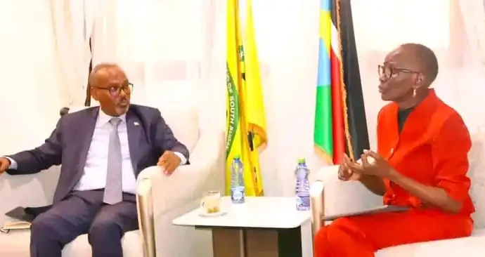 South Sudan Trade Minister Margrat and her counter Djibouti minister of Trade during a meeting in Juba