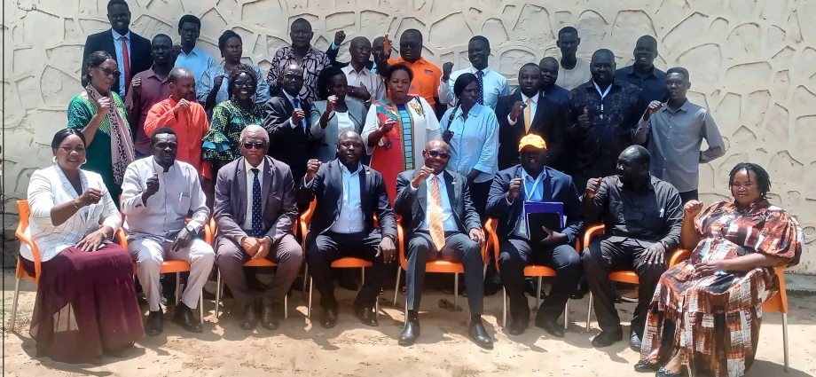 SSOA members pose for a photo after the media briefing on Monday